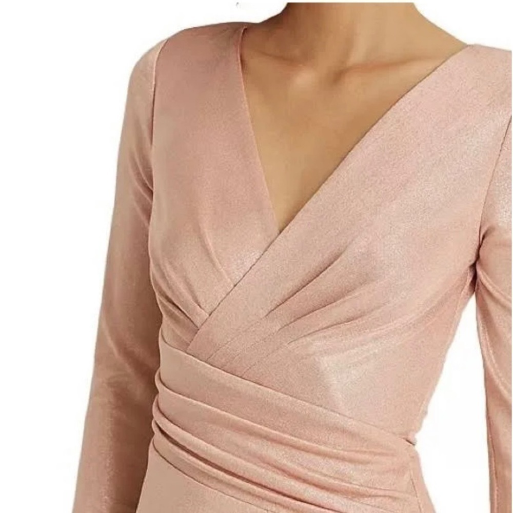 Lauren Ralph Lauren Surplice Neckline Long Sleeve Metallic Dress in Pink - Picture 3 of 7